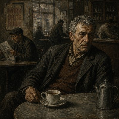 cozy cafe interior with warm lighting