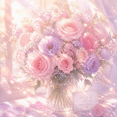 bouquet of flowers in a glass vase