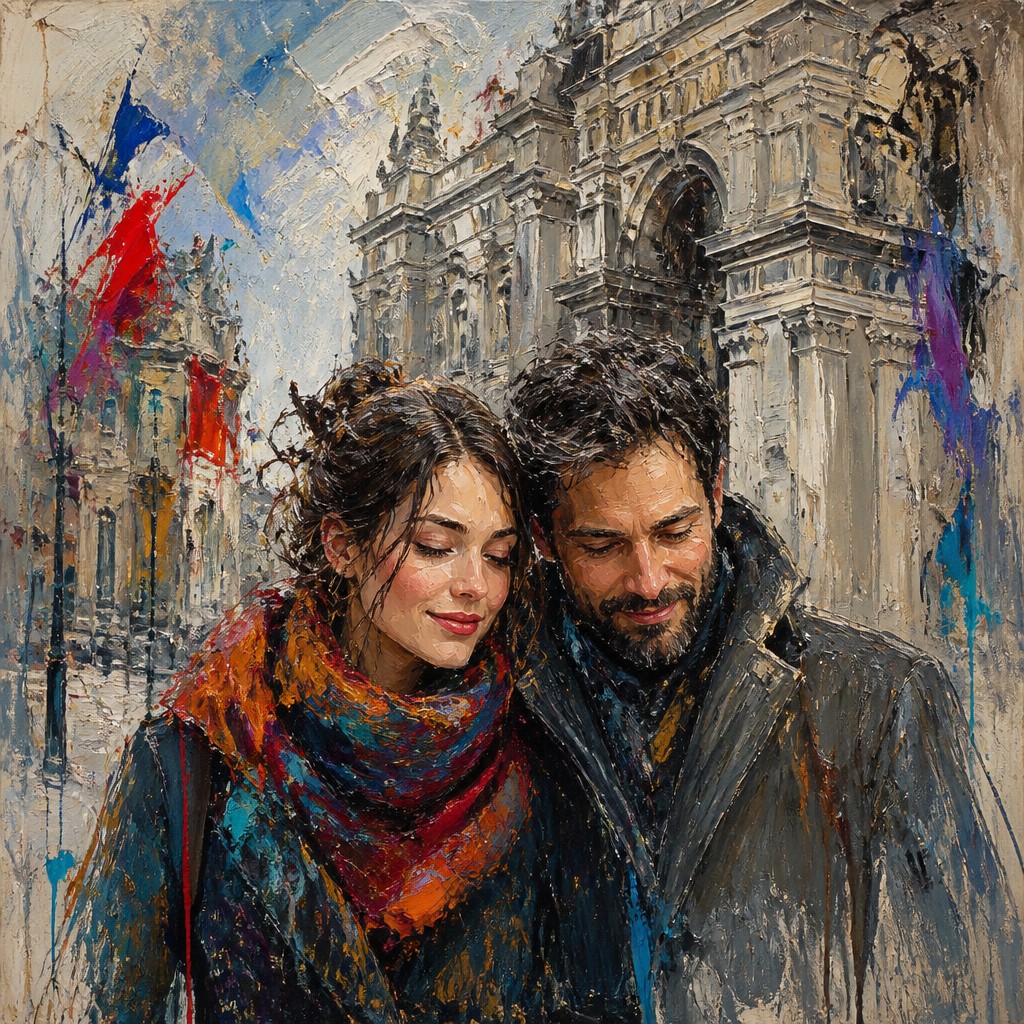 portrait of two people together — Montreal Art Style