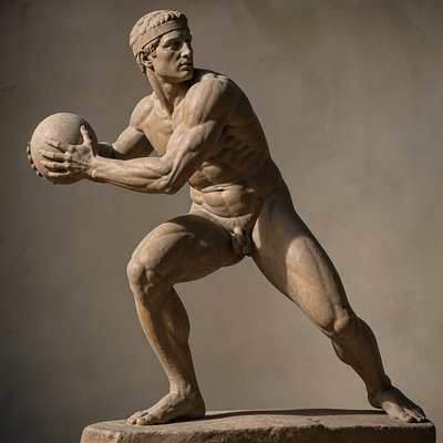 ancient greek athlete catching a ball