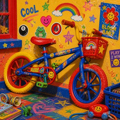 bicyle resting against a wall