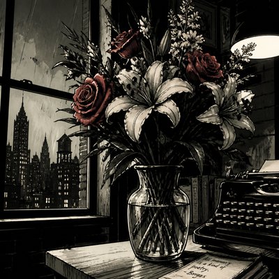 bouquet of flowers in a glass vase