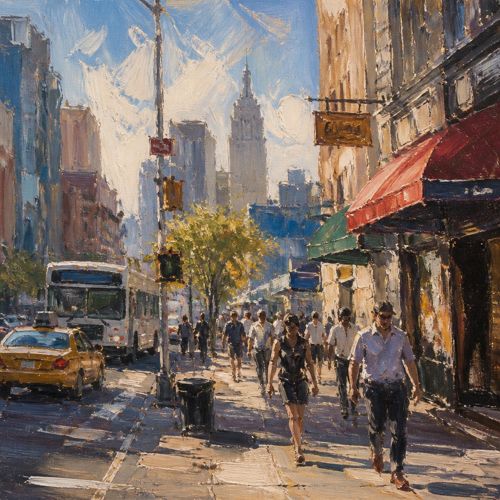 urban street with city activity