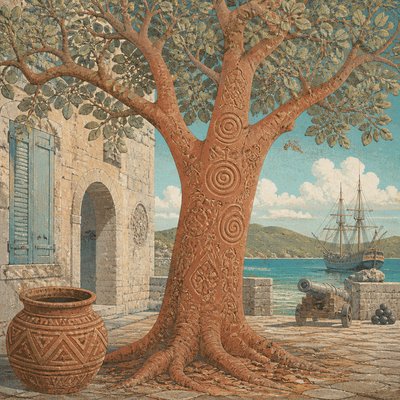 a tree in nature — Antiguan Art Style