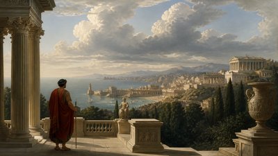 sweeping panoramic landscape with a dramatic sky