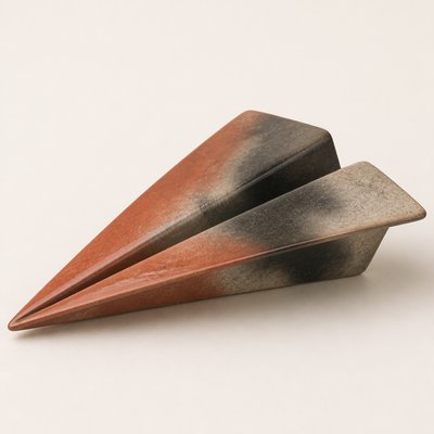 a paper plane, clean minimal composition on a plain background, no text