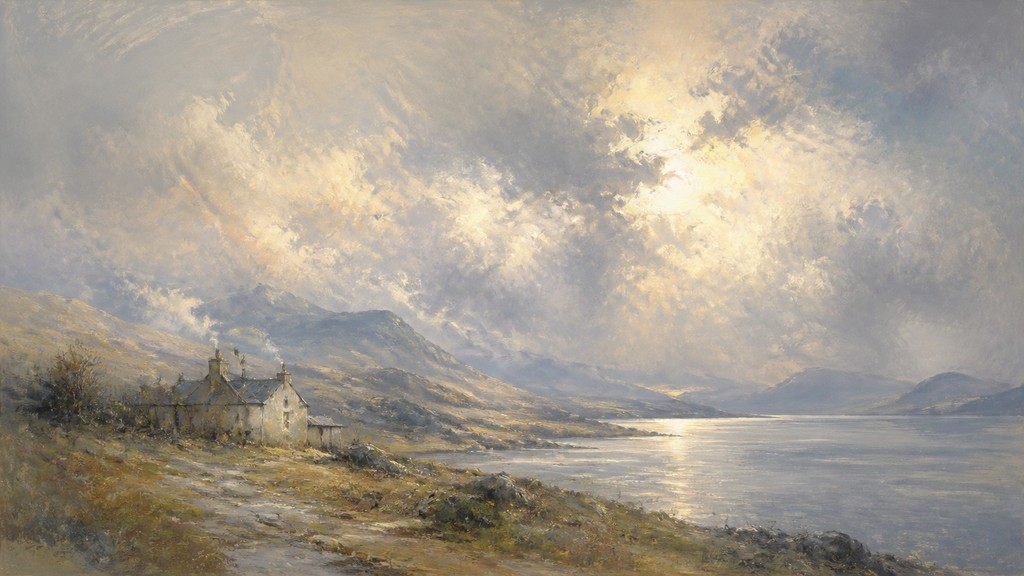 sweeping panoramic landscape with a dramatic sky