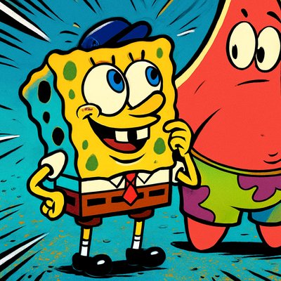 a cartoon of a spongebob and a watermelon