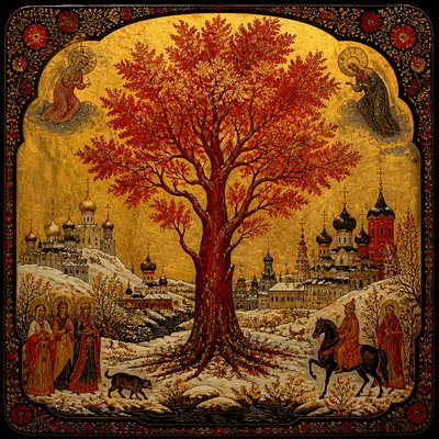 a tree in nature — Russian Art Style