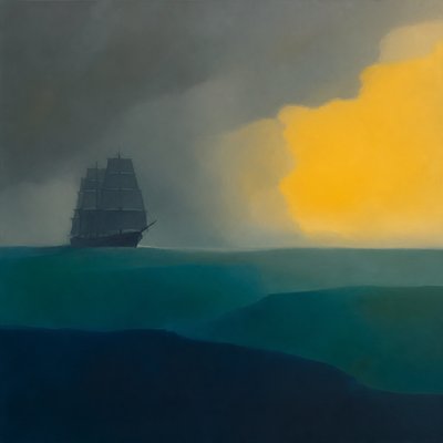 sailing ship on a stormy sea