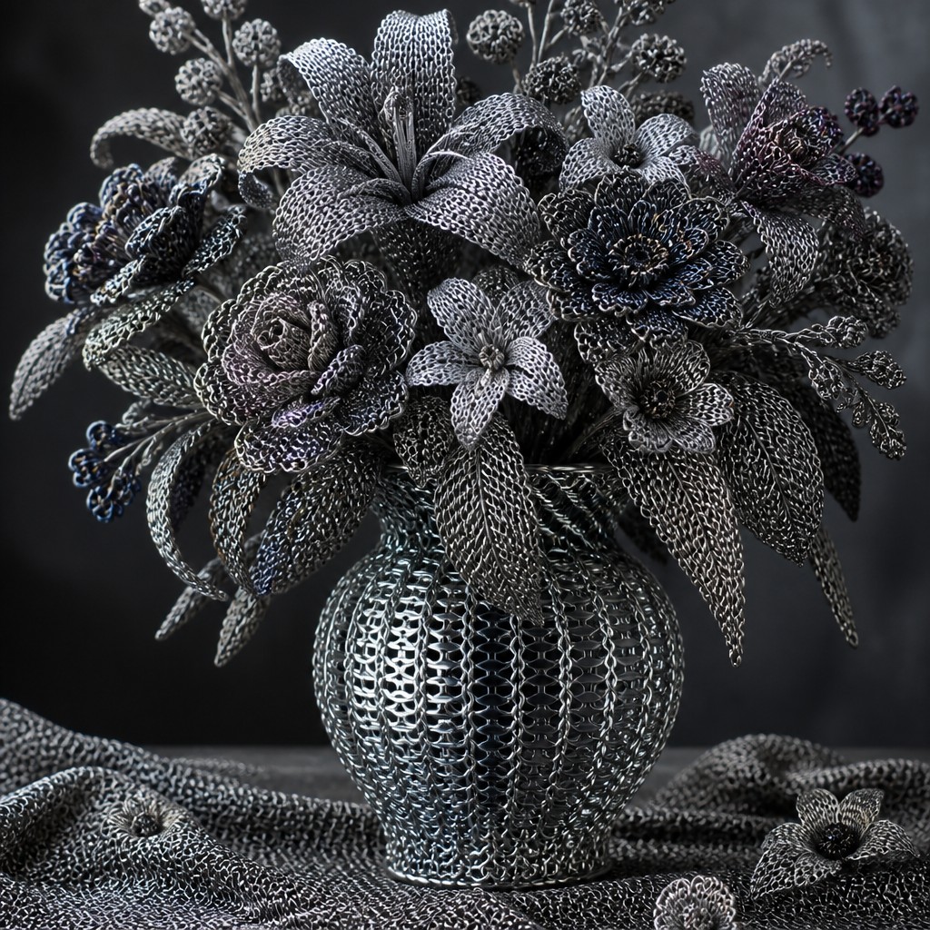 bouquet of flowers in a glass vase — Chainmail Jewelry Style