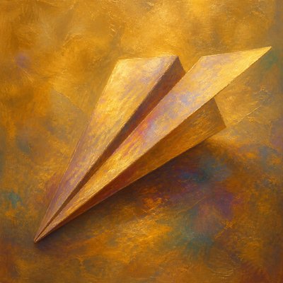 a paper plane, clean minimal composition on a plain background, no text