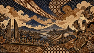 sweeping panoramic landscape with a dramatic sky