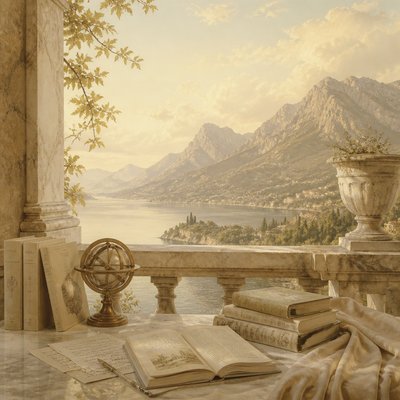 serene landscape with mountains and water