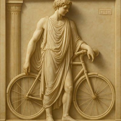 bicyle resting against a wall