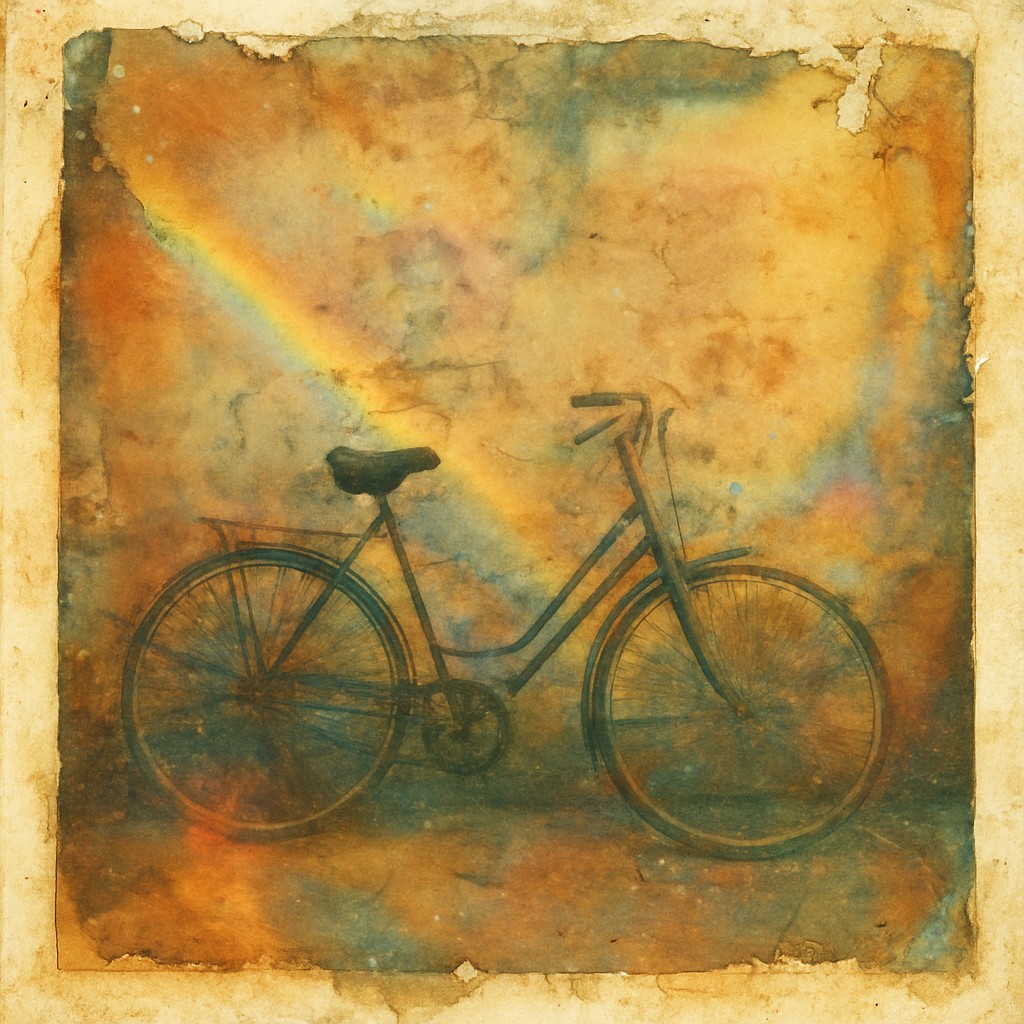 bicyle resting against a wall