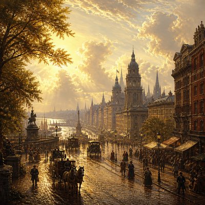 urban street with city activity