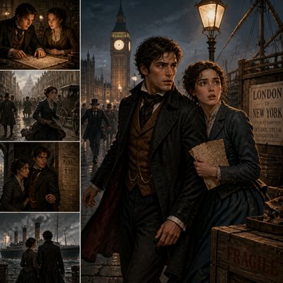 portrait of two people together — Narrative Art Style