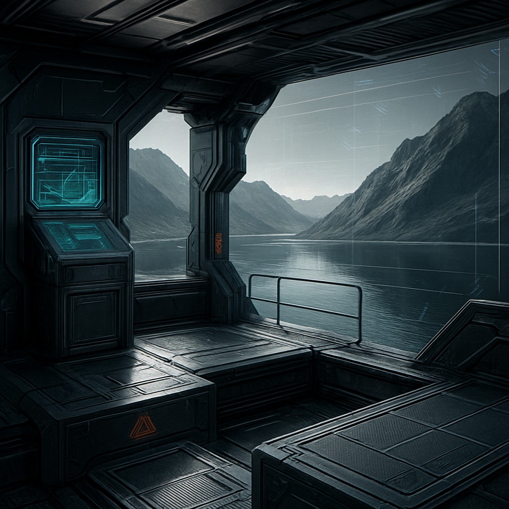 serene landscape with mountains and water
