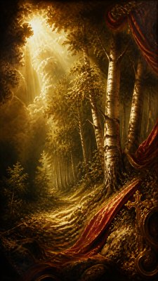 a serene birch forest in soft morning light, no people, no text
