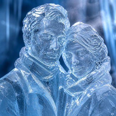 portrait of two people together — Ice Sculpture Style