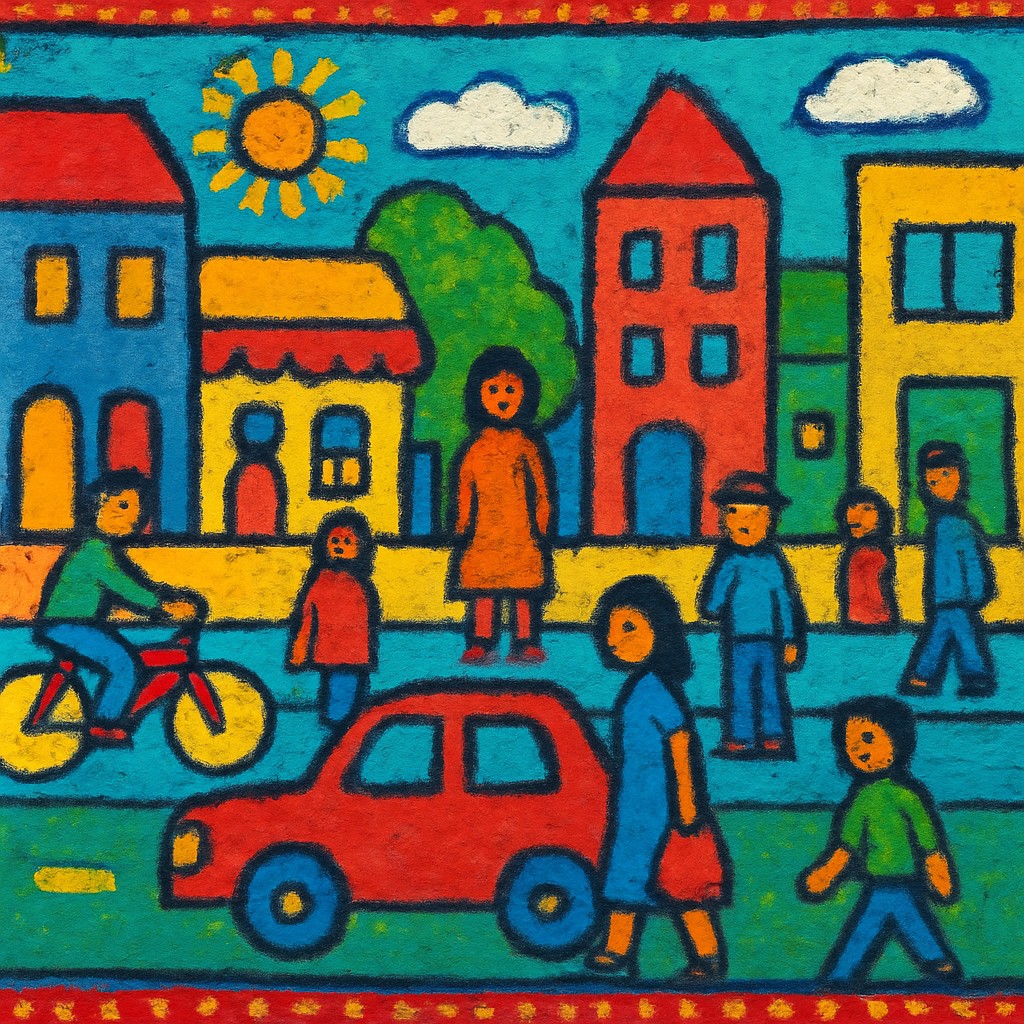 urban street with city activity