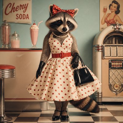 animal standing in natural pose — Vintage 50s Fashion Style
