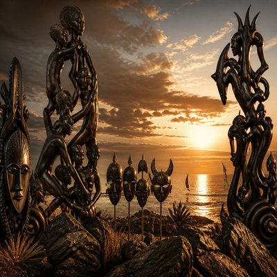 wide landscape with natural scenery — Mozambican Art Style