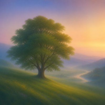 a tree in nature — Gradation Art Style