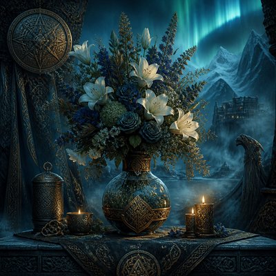 bouquet of flowers in a glass vase