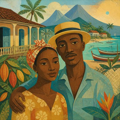 portrait of two people together — Sao Tome Art Style