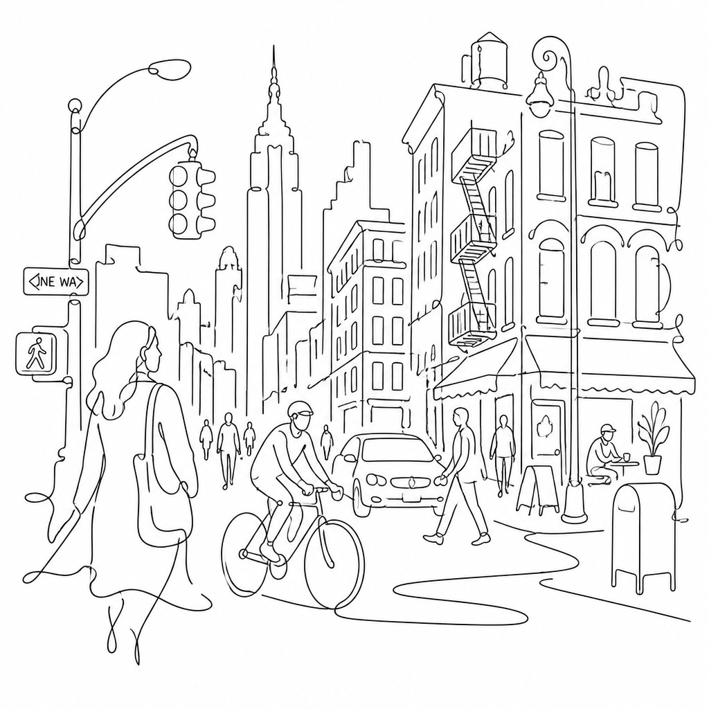 urban street with city activity