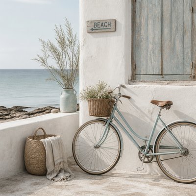 bicyle resting against a wall — Coastal Interior Design