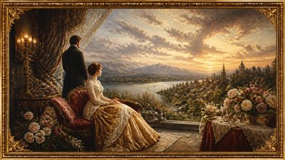 sweeping panoramic landscape with a dramatic sky