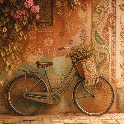 bicyle resting against a wall — Bohemian Fashion Design