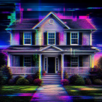 house with front view — Glitch Art Style