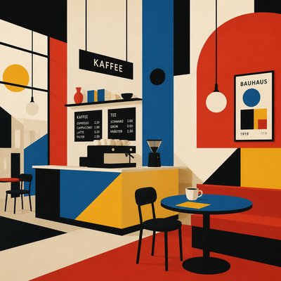 cozy cafe interior with warm lighting