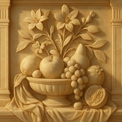 still life arrangement of fruits and flowers
