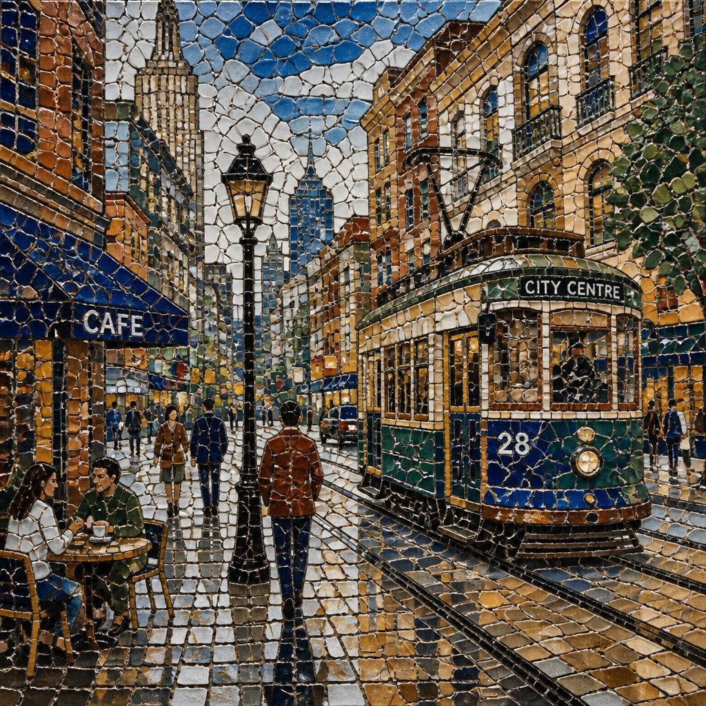 urban street with city activity