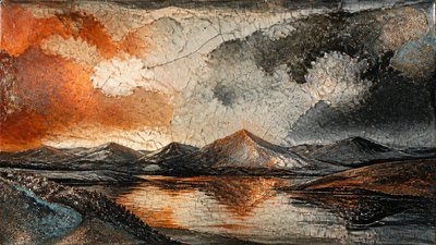 sweeping panoramic landscape with a dramatic sky