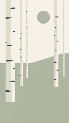 a serene birch forest in soft morning light, no people, no text