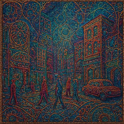 urban street with city activity