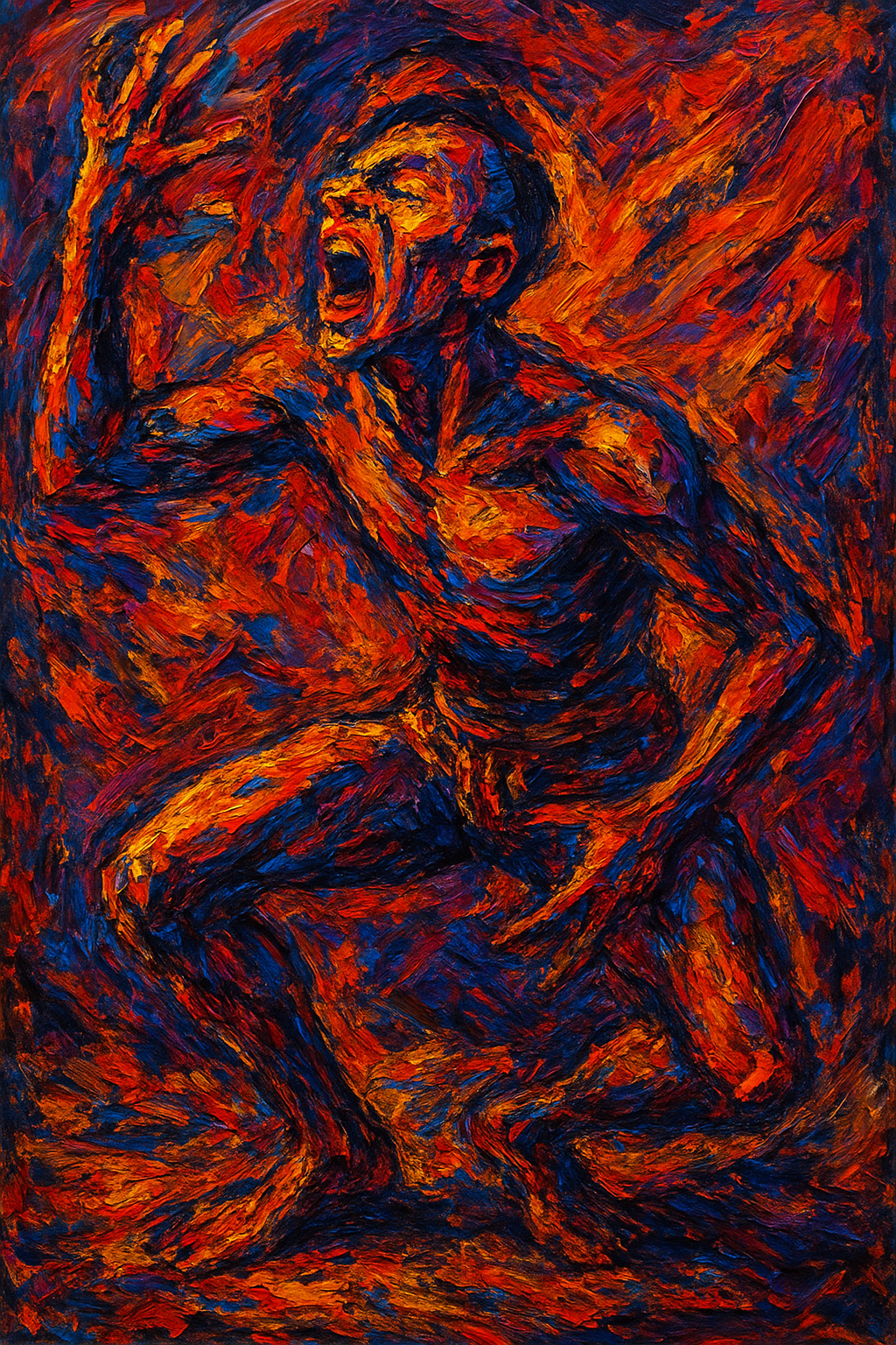 a painting of a man holding a baseball bat