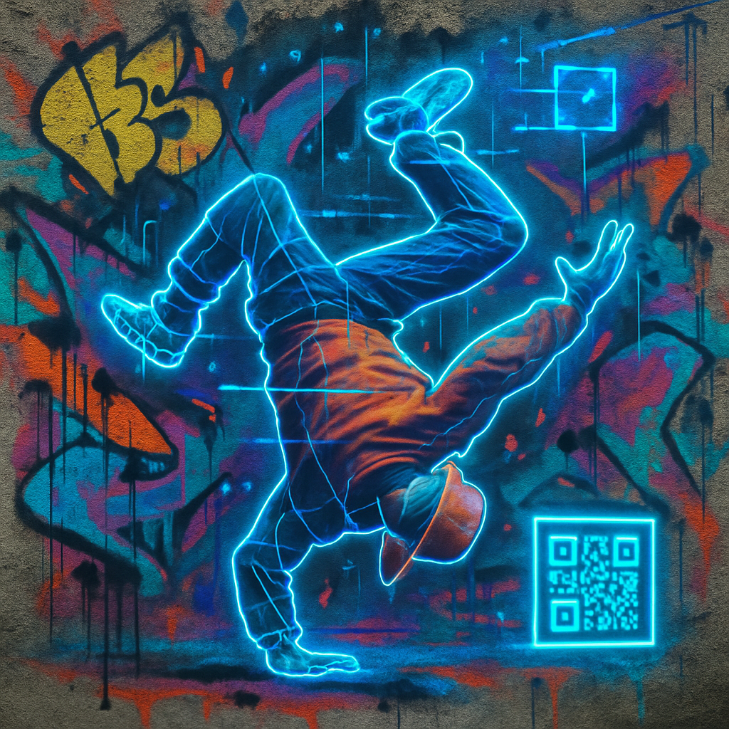 A break-dancer mid-spin