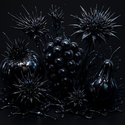 still life arrangement of fruits and flowers