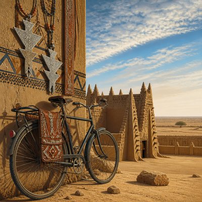 bicyle resting against a wall