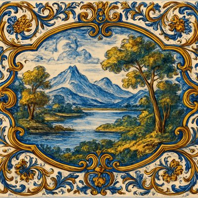 serene landscape with mountains and water