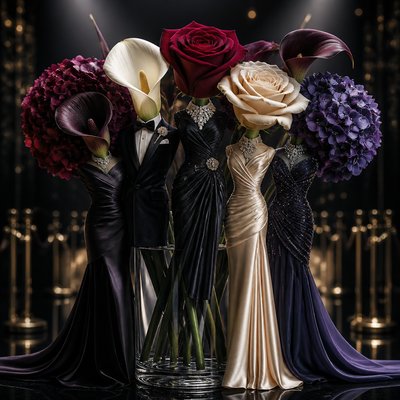 bouquet of flowers in a glass vase