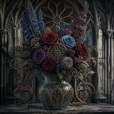 bouquet of flowers in a glass vase