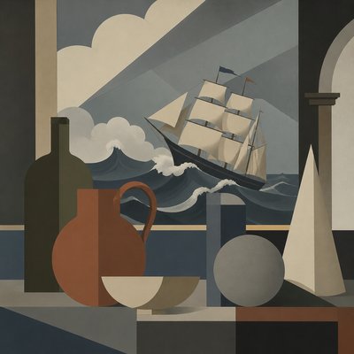 sailing ship on a stormy sea